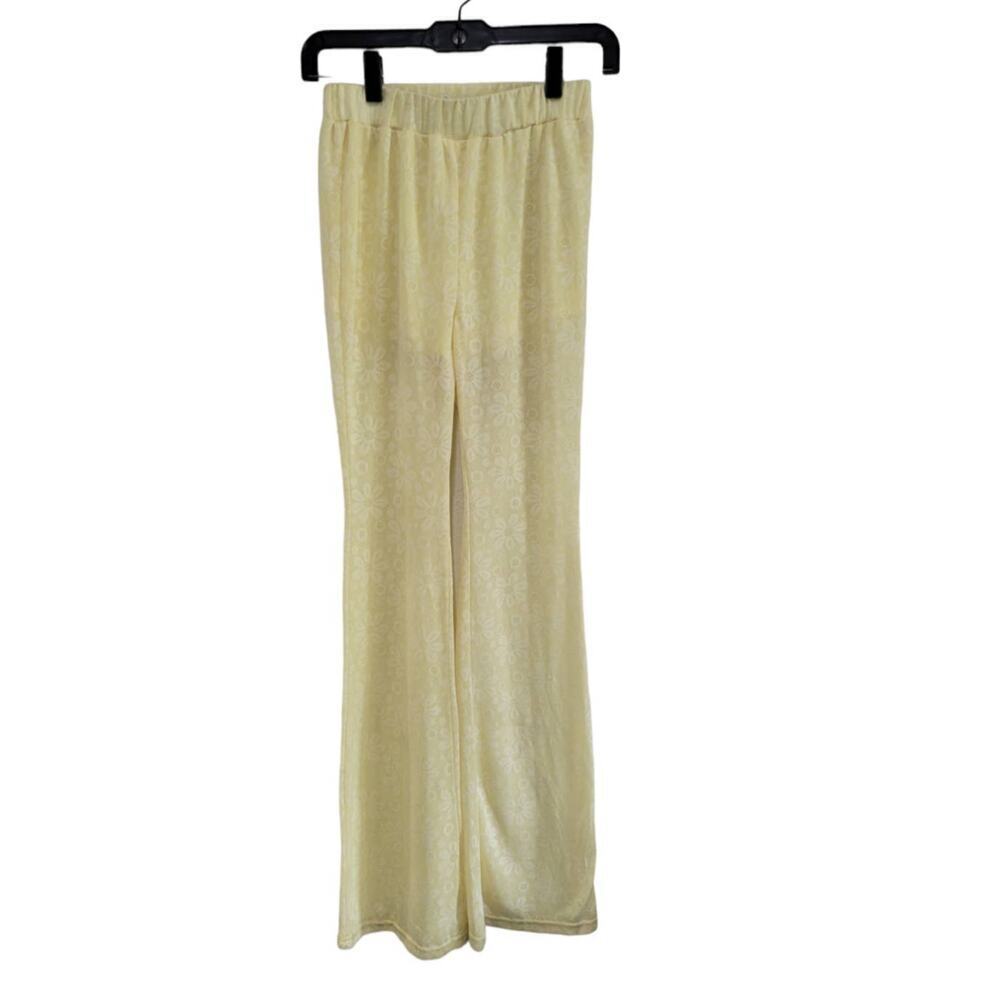 Emory Park‎ Y2K Floral Printed Sheer Flare Leg Pants with Lining Size Small